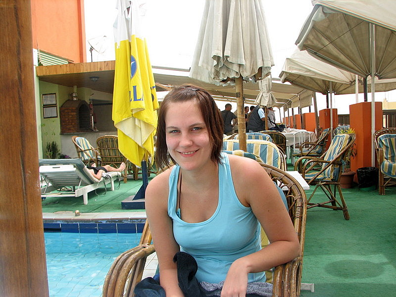 Maria at Emilio pool