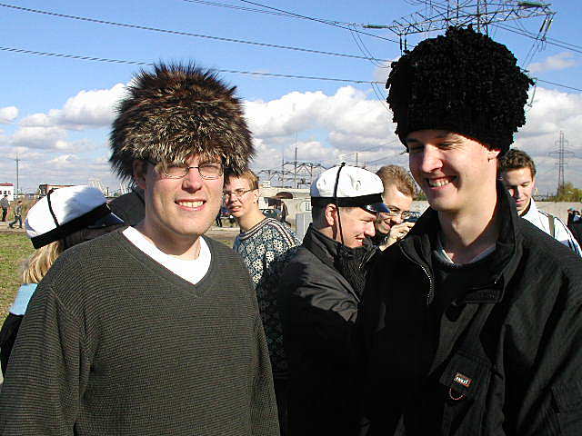 Russia is cold. Thus we bought some new hats.