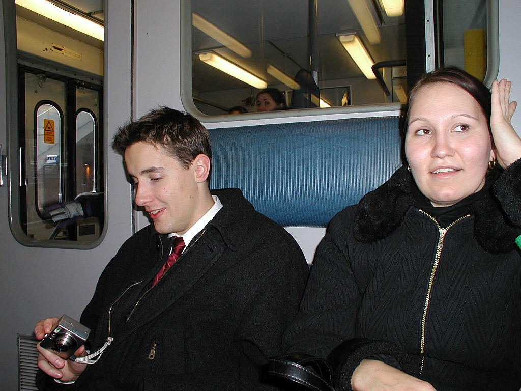 On the train, on our way back from the brunch